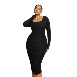 NWT Shapellx Smooth Ruched Shaping Dress black Sz M